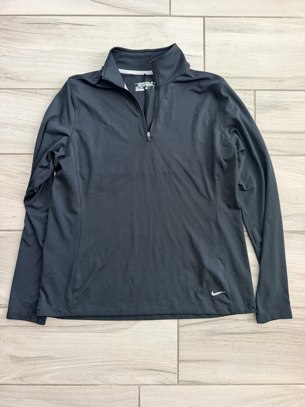 Nike Golf Tour Women's XL Dri-FIT Quarter Zip Pullover Black Activewear CB